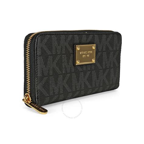 michael kors black wallet with lock|Michael Kors black zipper wallet.